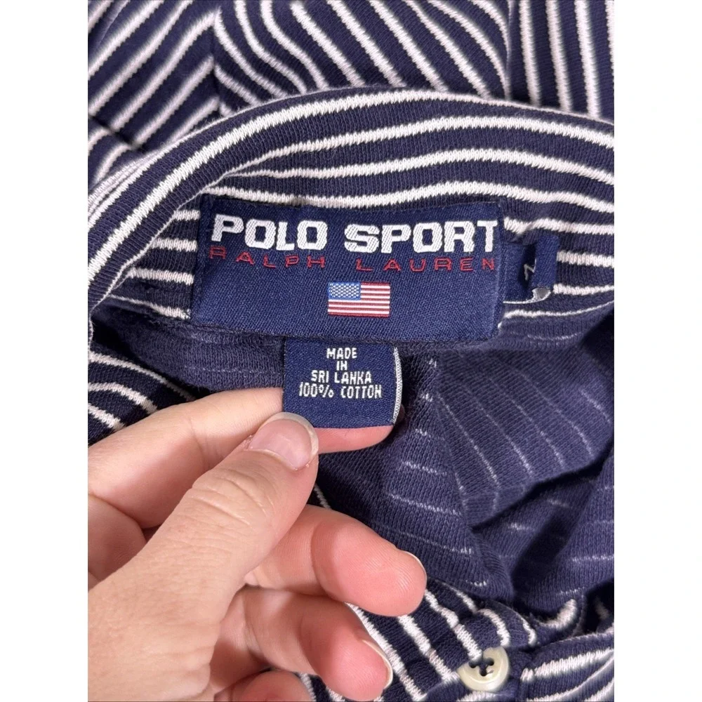 Polo Sport Ralph Lauren Polo Shirt Mens‎ Size Medium Striped Blue White Logo